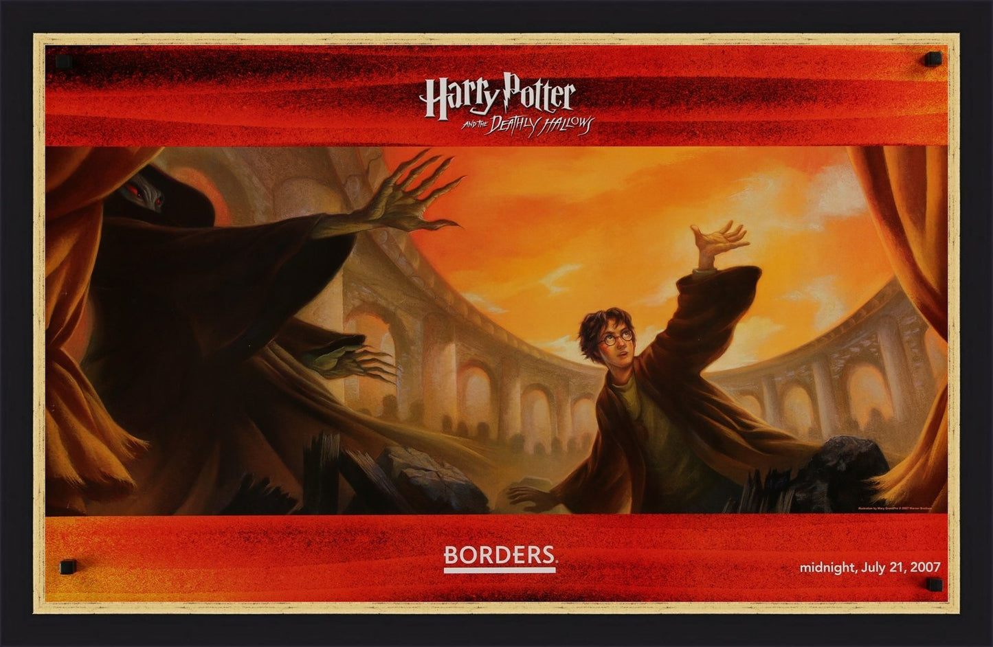An original poster for the publication of Harry Potter and the Deathly Hallows