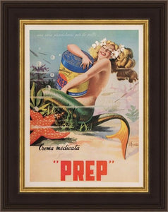 An original Italian 1950s advertising poster for Prep Crema Medicata