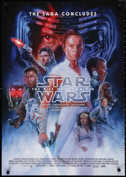 An original poster with art by Hugh Fleming for the Star Wars film The Rise of Skywalker