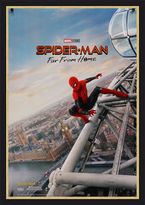 An original movie poster for the Marvel film Spiderman Far From Home