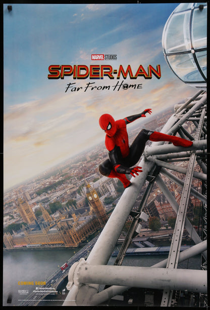 An original movie poster for the Marvel film Spiderman Far From Home