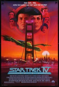 An original movie poster for the film Star Trek IV The Voyage Home