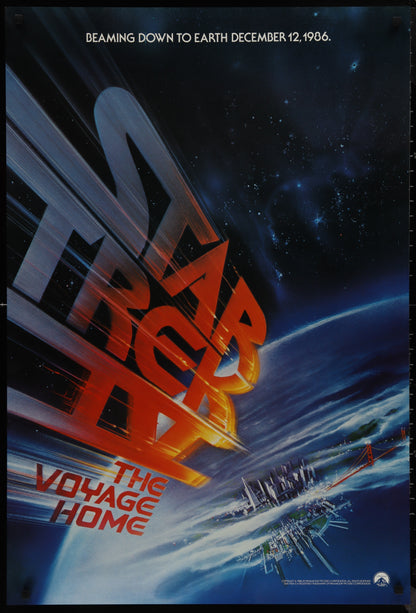 An original movie poster for the film Star Trek IV The Voyage Home