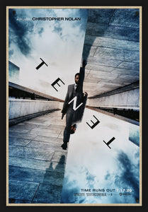 An original movie poster for the Christopher Nolan film Tenet