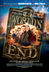 An original movie poster for the Edgar Wright film The World's End
