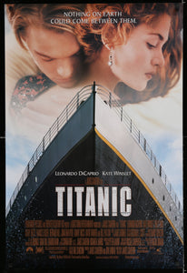 An original movie poster for the James Cameron movie Titanic