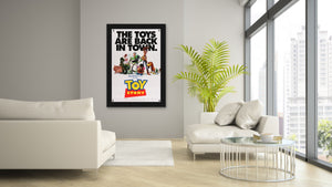An original movie poster for the Pixar film Toy Story