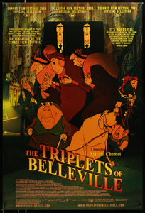 An original movie poster for The Triplets of Belleville (Les Triplettes de Bellville)