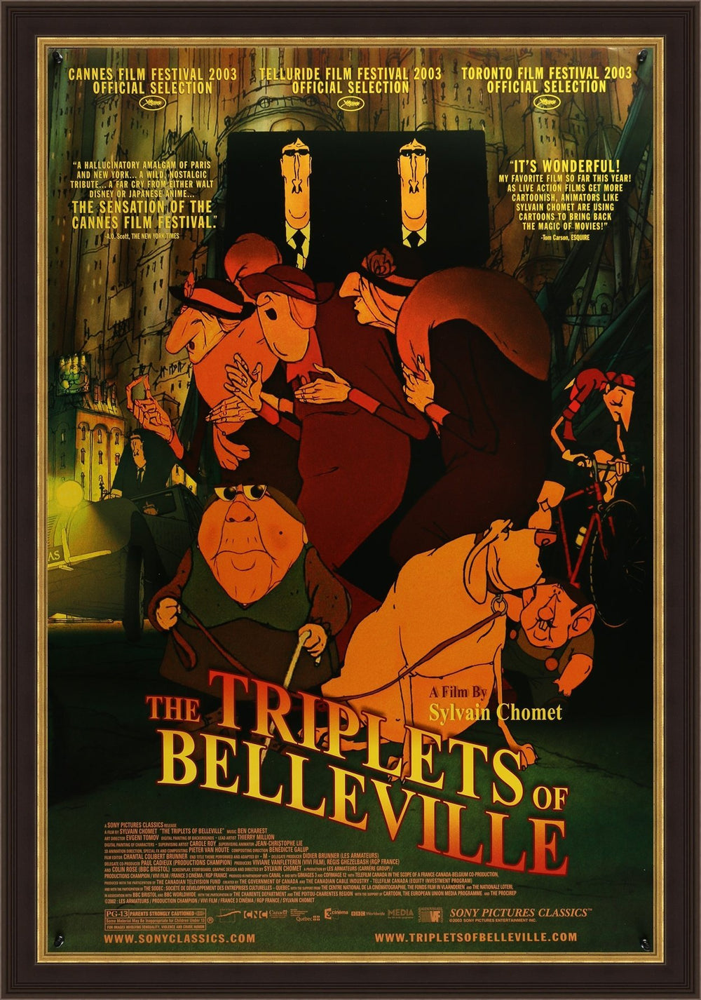 An original movie poster for The Triplets of Belleville (Les Triplettes de Bellville)