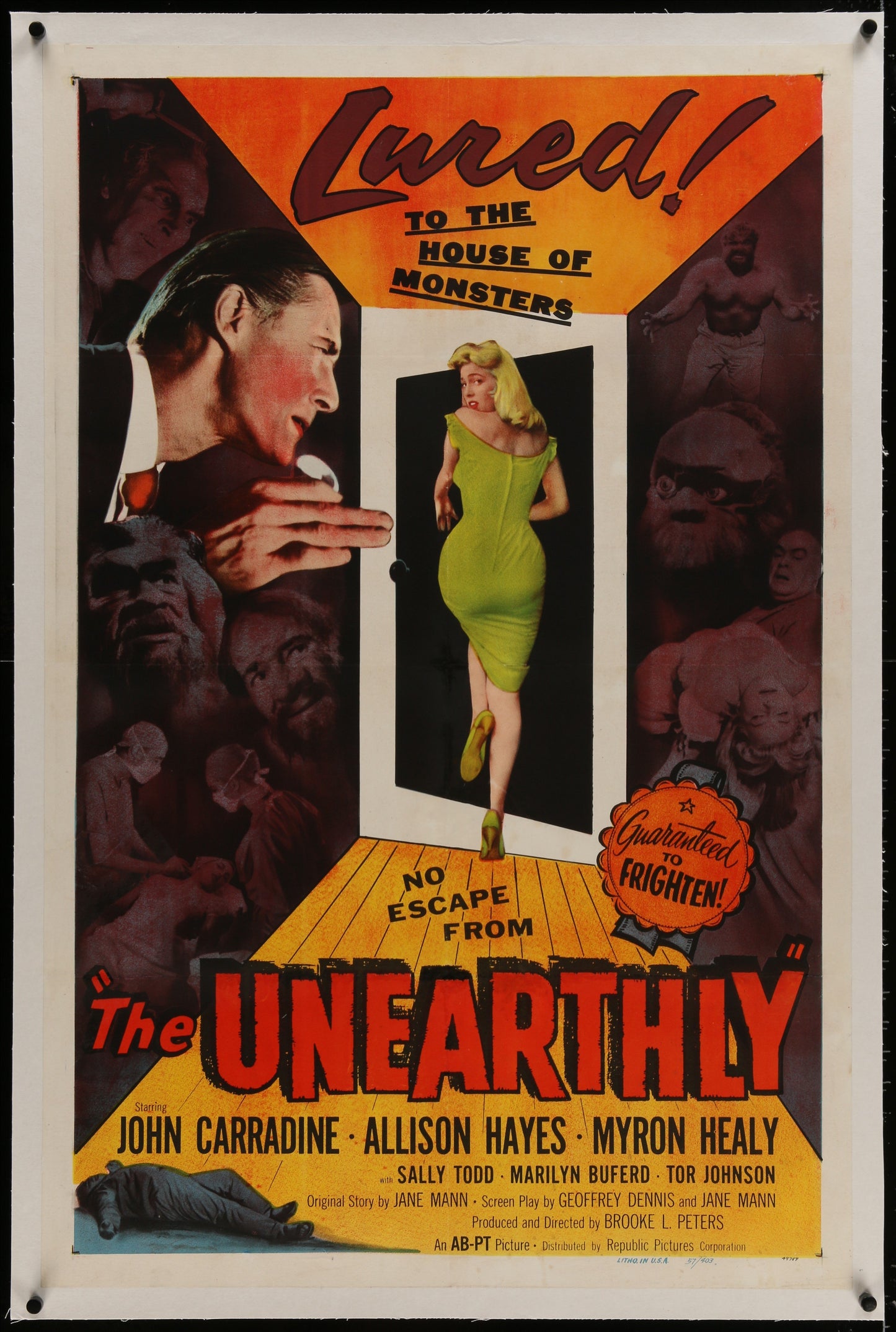An original movie poster from 1957 for Boris Petroff's film Unearthly