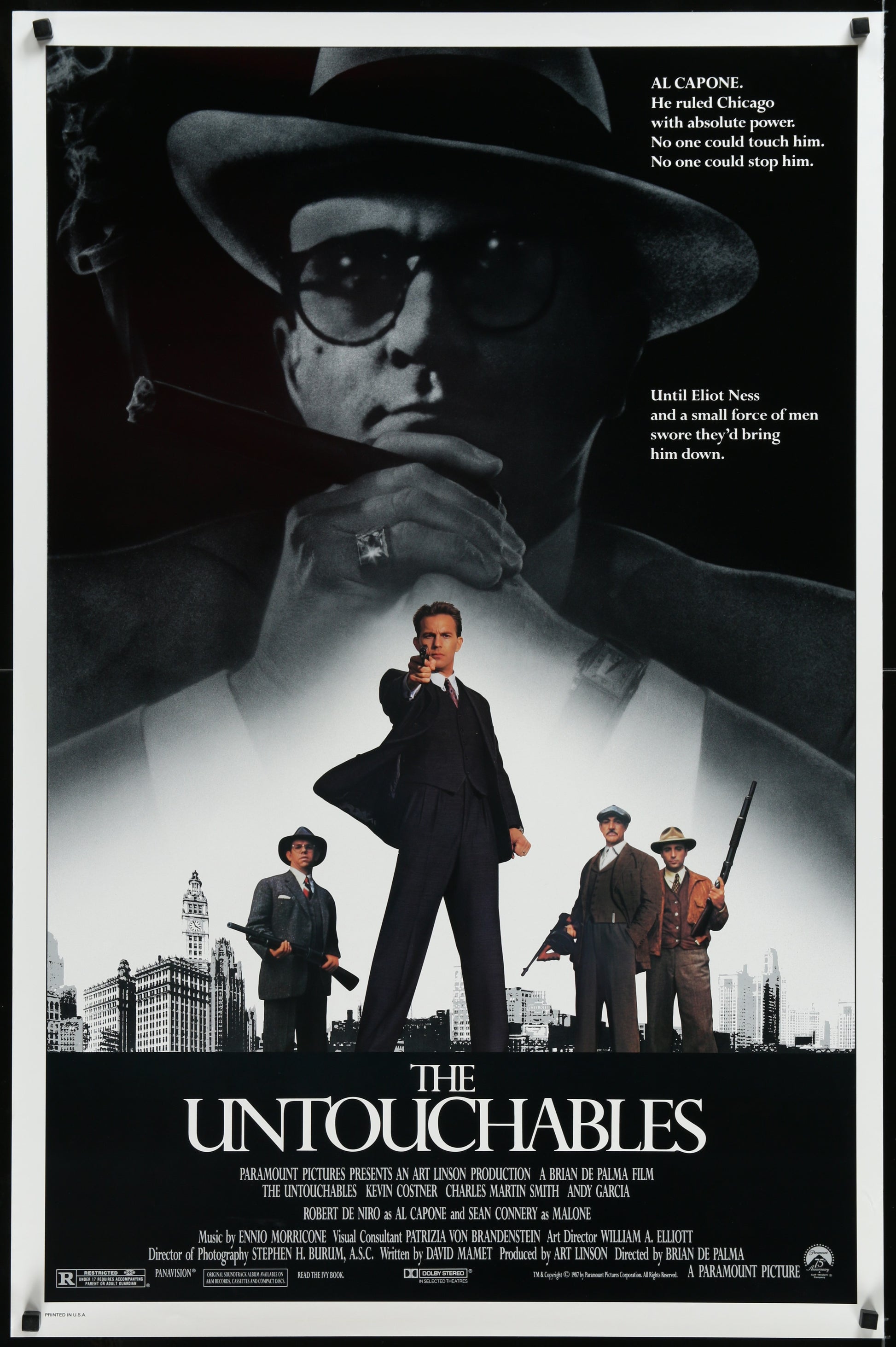 An original movie poster for the Brian de Palma film The Untouchables