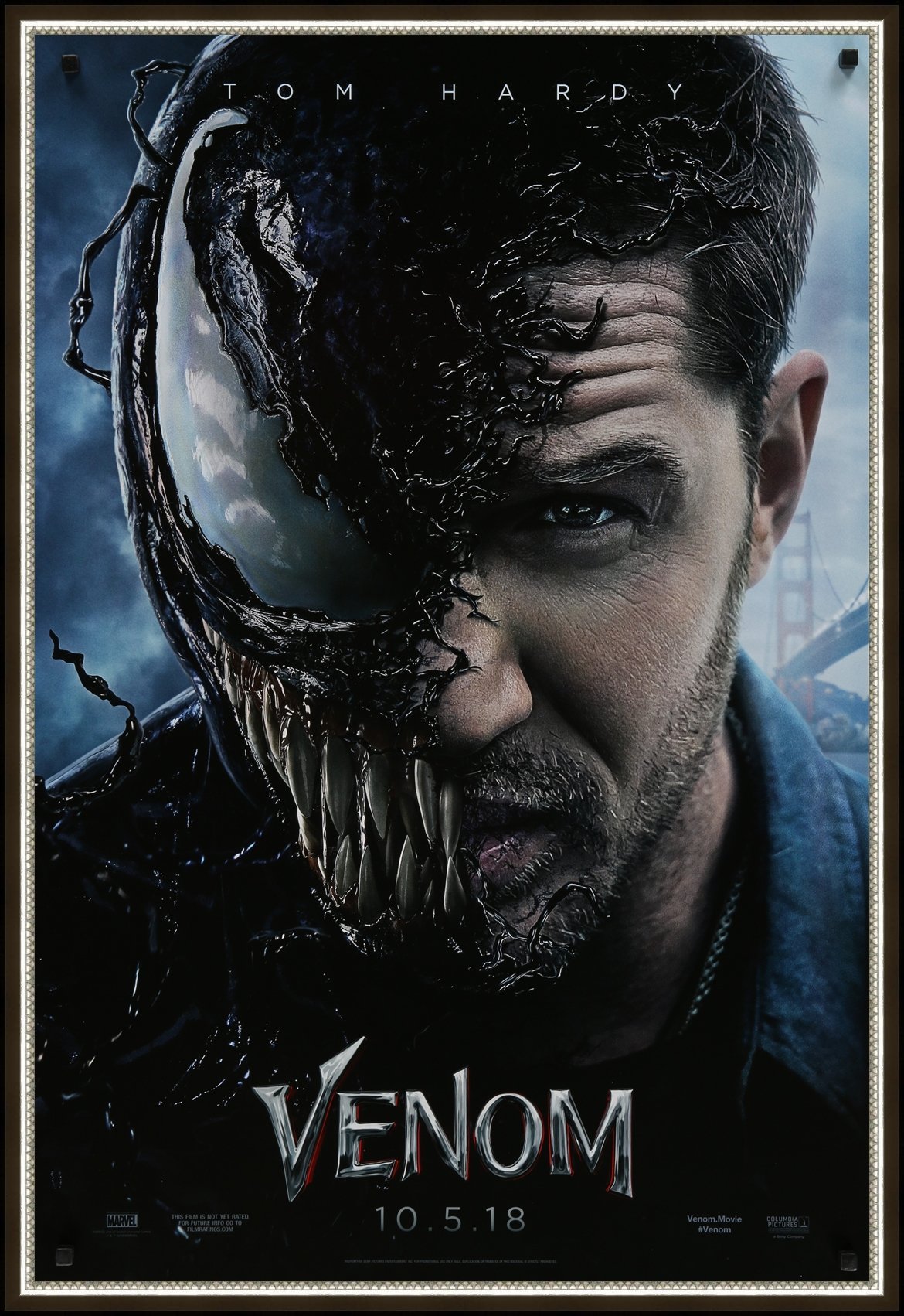 An original movie poster for the film Venom with Tom Hardy