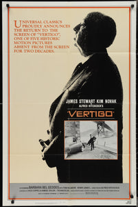 An original movie poster for the Alfred Hitchcock film Vertigo