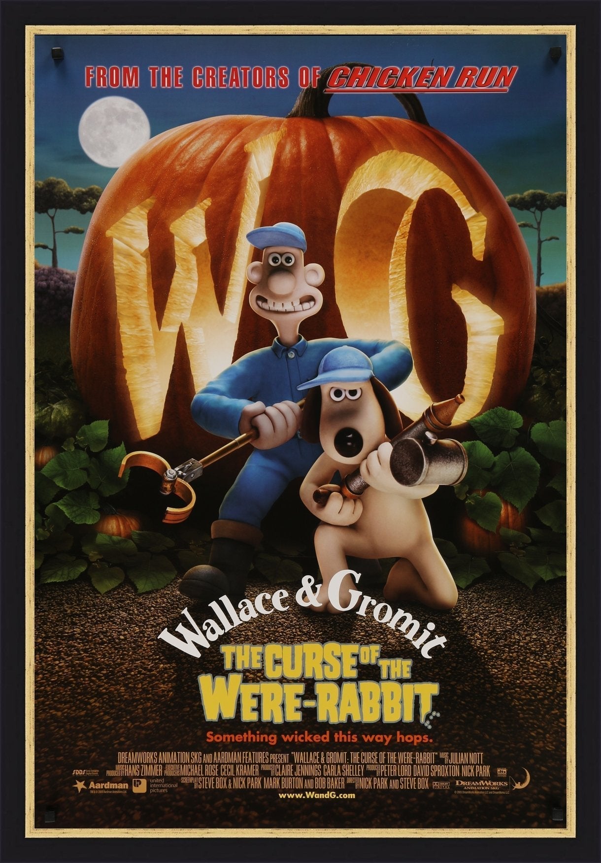 An original movie poster for the Aardman film Wallace and Gromit The Curse of the Were Rabbit