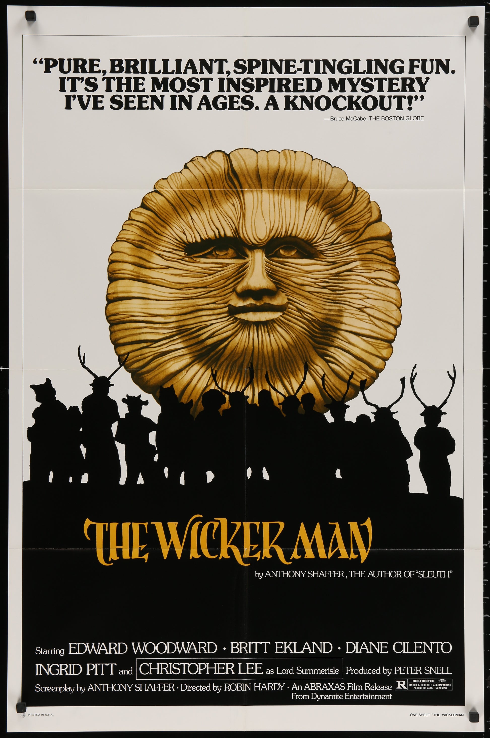 An original movie poster for the British horror film The Wicker Man