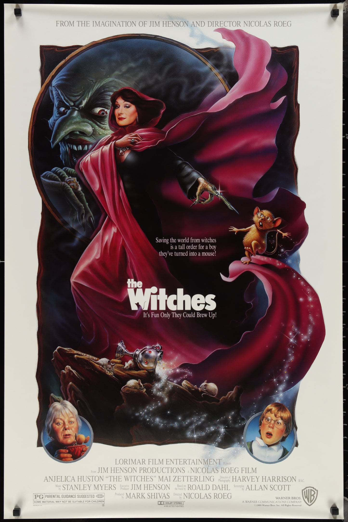 An original movie poster for the Jim Henson film The Witches