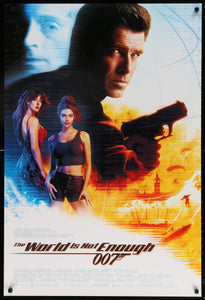 An original movie poster for the James Bond film The World Is Not Enough