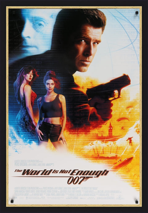 An original movie poster for the James Bond film The World Is Not Enough